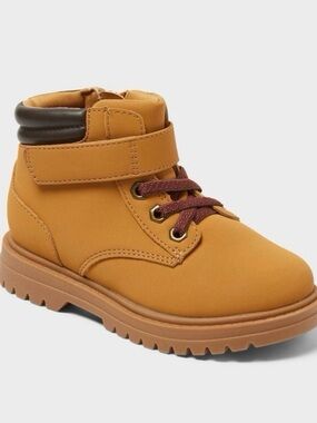 Cat & Jack Kids Tan Hiking-Style Ankle Boot with Brown Collar